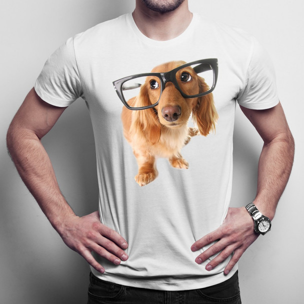 Welpe mit Brille  - Herren t-shirt mit Aufdruck