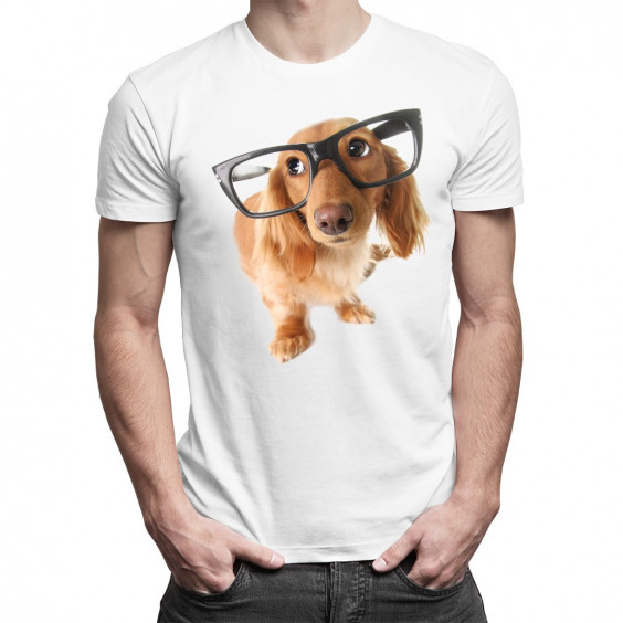 Welpe mit Brille  - Herren t-shirt mit Aufdruck