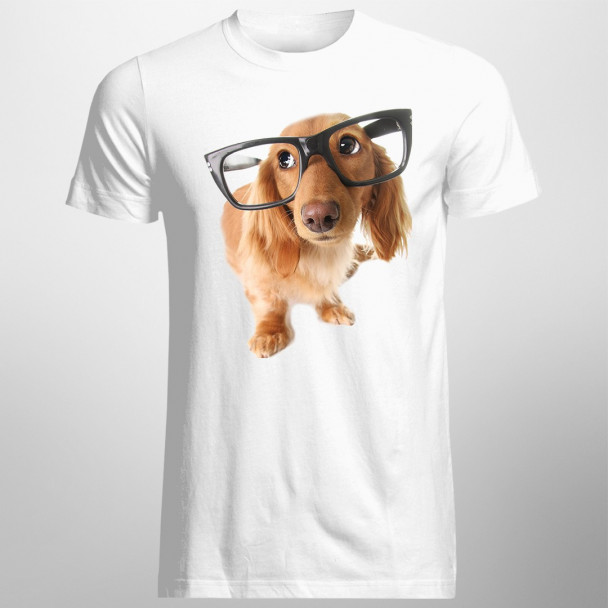 Welpe mit Brille  - Herren t-shirt mit Aufdruck