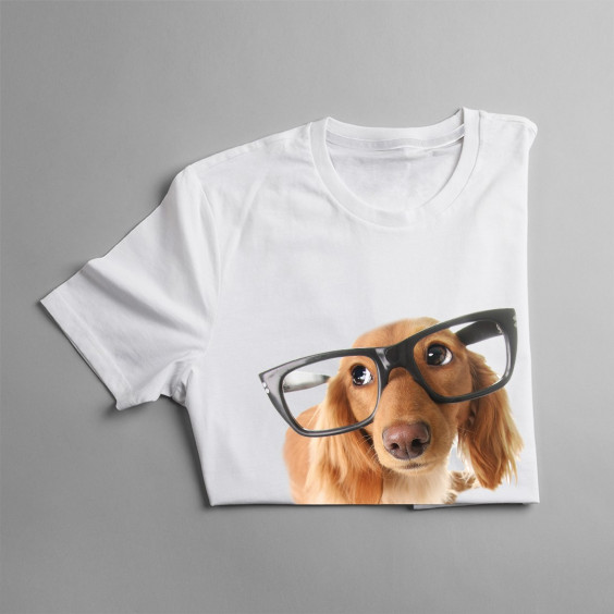 Welpe mit Brille  - Herren t-shirt mit Aufdruck