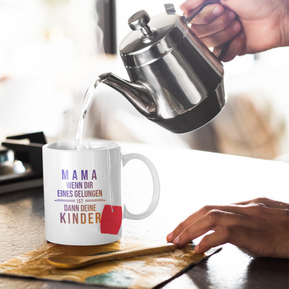 Mama - dann deine Kinder   - Keramikbecher mit Aufdruck