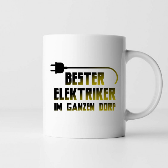 Bester Elektriker im ganzen Dorf - Keramikbecher mit Aufdruck