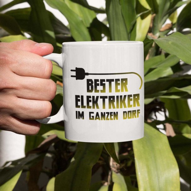 Bester Elektriker im ganzen Dorf - Keramikbecher mit Aufdruck Bester Elektriker im ganzen Dorf - Keramikbecher mit Aufdruck