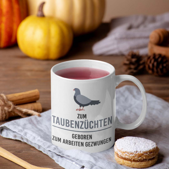  zum Arbeiten gezwungen - Keramikbecher mit Aufdruck