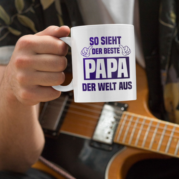 So sieht der beste Papa der Welt aus - Keramikbecher mit Aufdruck So sieht der beste Papa der Welt aus - Keramikbecher mit Aufdruck