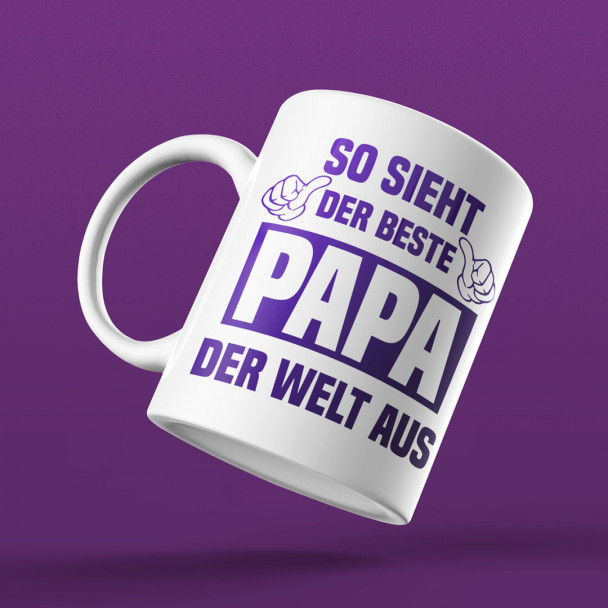 So sieht der beste Papa der Welt aus - Keramikbecher mit Aufdruck So sieht der beste Papa der Welt aus - Keramikbecher mit Aufdruck