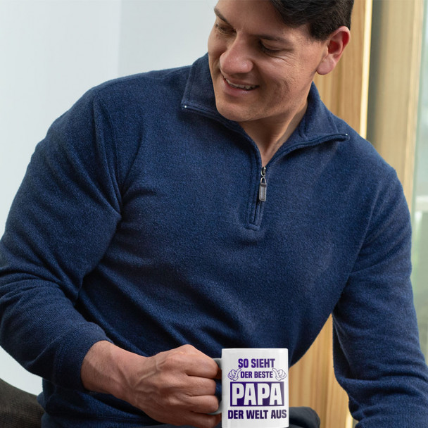 So sieht der beste Papa der Welt aus - Keramikbecher mit Aufdruck So sieht der beste Papa der Welt aus - Keramikbecher mit Aufdruck