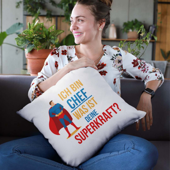 Ich bin Chef - was ist deine Superkraft? - Kissen mit Aufdruck