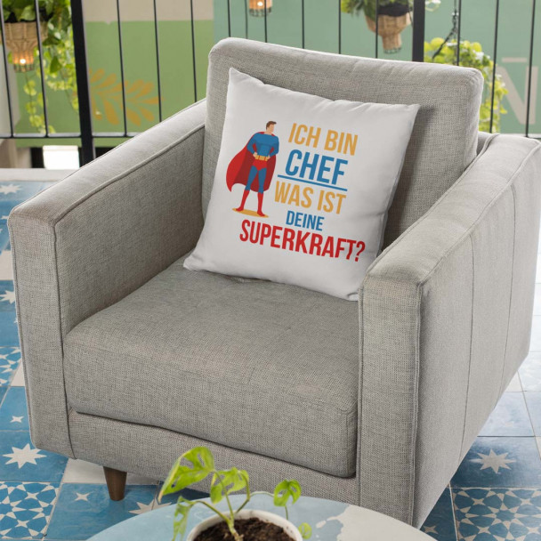 Ich bin Chef - was ist deine Superkraft? - Kissen mit Aufdruck