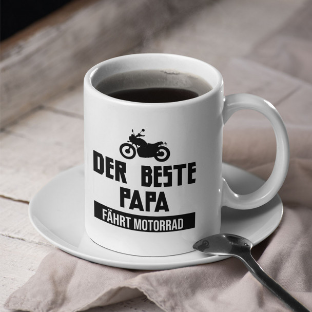 Der Beste Papa fährt Motorrad - Keramikbecher mit Aufdruck