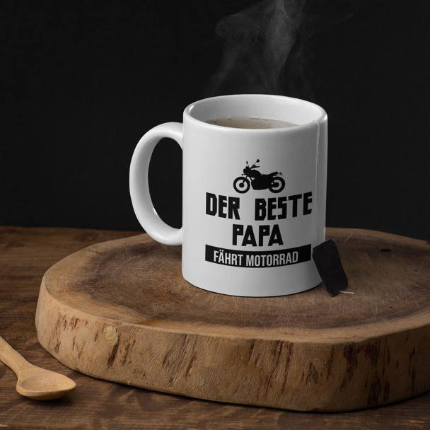 Der Beste Papa fährt Motorrad - Keramikbecher mit Aufdruck