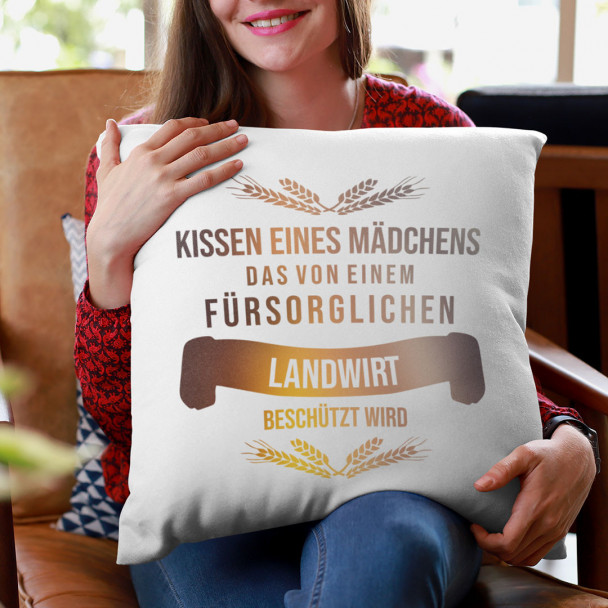  das von einem fürsorglichen Landwirt beschützt wird  - Kissen mit Aufdruck
