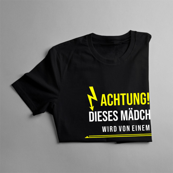 Achtung! Dieses Mädchen wird von einem fürsorglichen Elektriker beschützt - Damen t-shirt mit Aufdruck