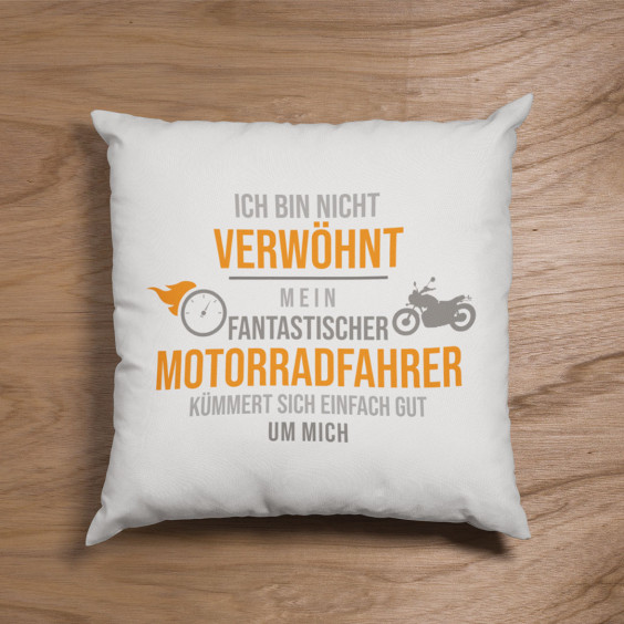  mein fantastischer Motorradfahrer kümmert sich einfach gut um mich  - Kissen mit Aufdruck