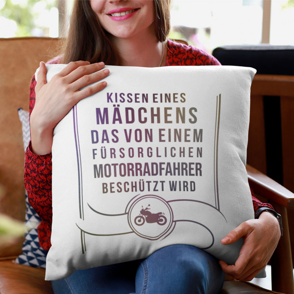  das von einem fürsorglichen Motorradfahrer beschützt wird - Kissen mit Aufdruck