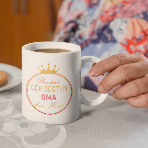 Becher der besten Oma der Welt - Keramikbecher mit Aufdruck