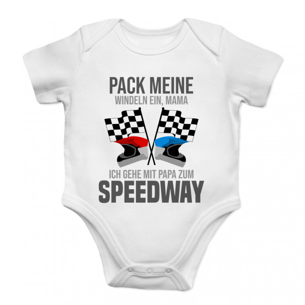 Mama - ich gehe mit Papa zum Speedway - Säuglings-Body mit Aufdruck Mama - ich gehe mit Papa zum Speedway - Säuglings-Body mit Aufdruck