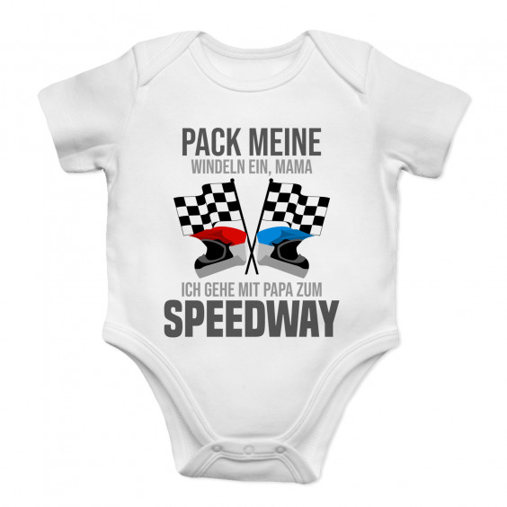  Mama - ich gehe mit Papa zum Speedway - Säuglings-Body mit Aufdruck