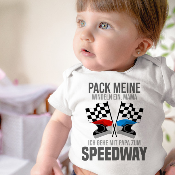 Mama - ich gehe mit Papa zum Speedway - Säuglings-Body mit Aufdruck Mama - ich gehe mit Papa zum Speedway - Säuglings-Body mit Aufdruck