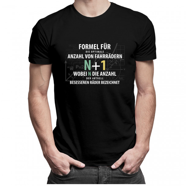 Formel für die optimale Anzahl von Fahrrädern - Herren und Damen t-shirt mit Aufdruck Formel für die optimale Anzahl von Fahrrädern - Herren und Damen t-shirt mit Aufdruck