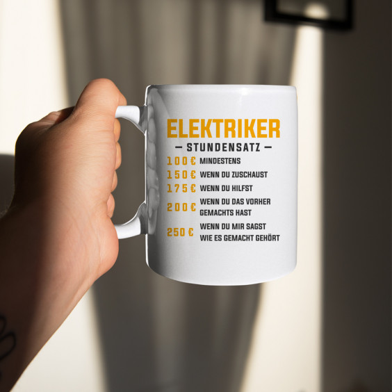 Elektriker - Stundensatz - Keramikbecher mit Aufdruck