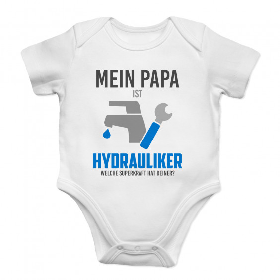 Mein Papa ist Hydrauliker - welche Superkraft hat deiner? - Säuglings-Body mit Aufdruck