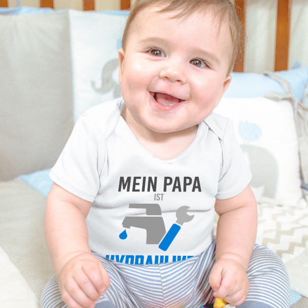 Mein Papa ist Hydrauliker - welche Superkraft hat deiner? - Säuglings-Body mit Aufdruck