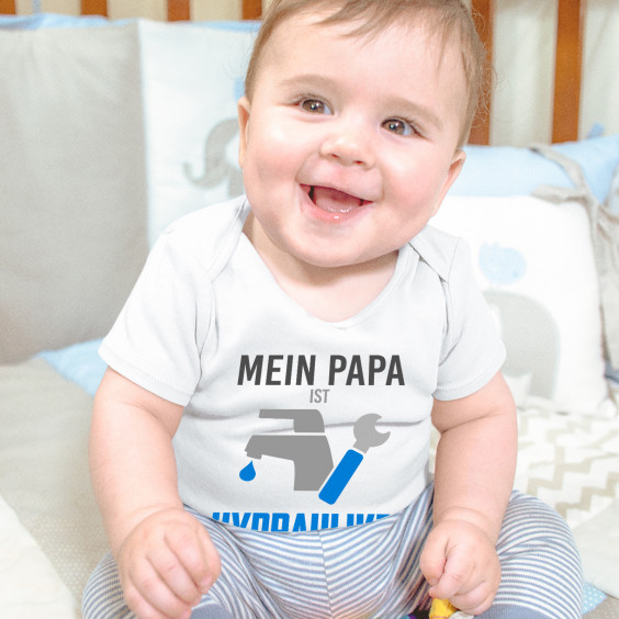 Mein Papa ist Hydrauliker - welche Superkraft hat deiner? - Säuglings-Body mit Aufdruck