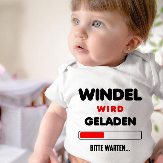Windel wird geladen – bitte warten - Säuglings-Body mit Aufdruck